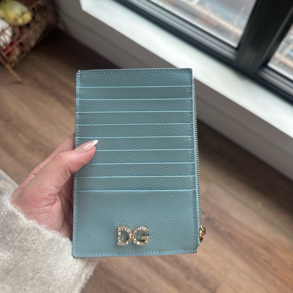 Dolce & Gabbana Dauphine Embellished Logo Card Holder Azzurro